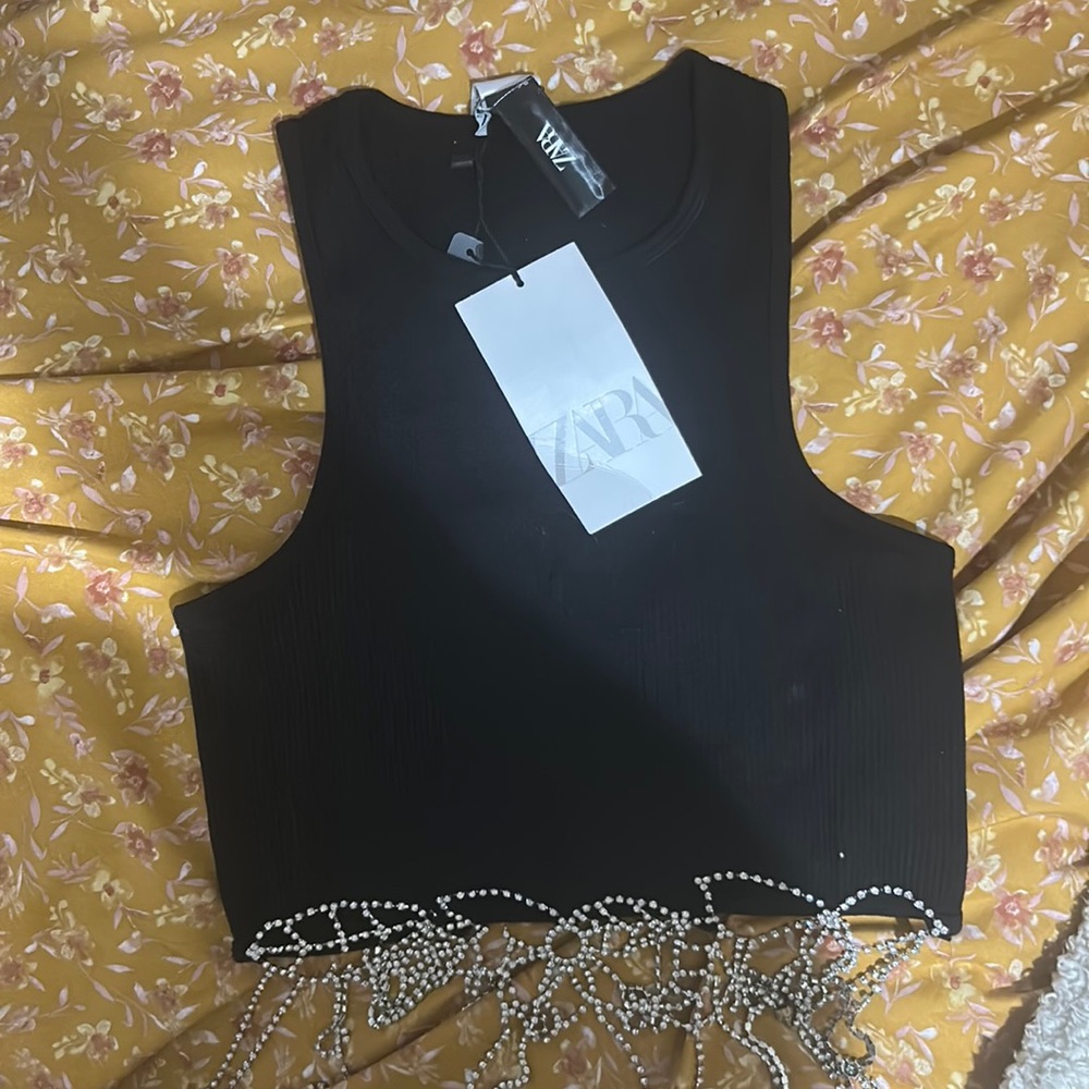NEW Zara Limitless Contour Ribbed Crystal Tank
